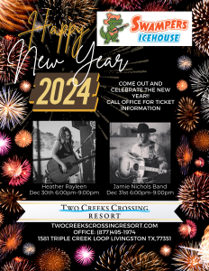 At the end of the month, to help celebrate the New Year, we have Heather Rayleen (December 30) performing at the resort for the first time and Jamie Nichols Band (December 31), one of our many favorite artists that have joined our program.