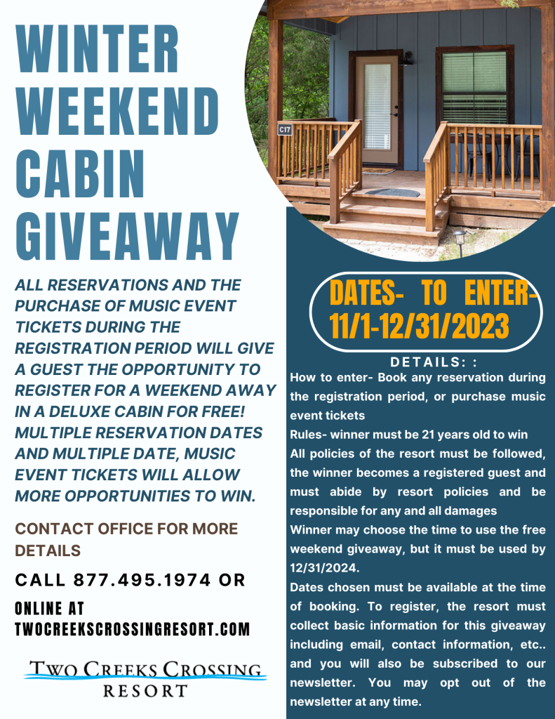 Winter Weekend Cabin Giveaway Promotion!